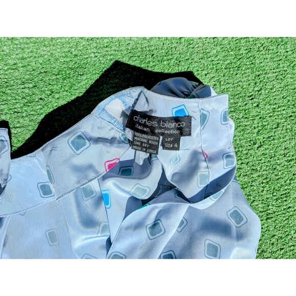 Azure Blue Charles Bianco Italian Collection Petite 4 Blouson 1980 VTG Dress EUC - Picture 5 of 5